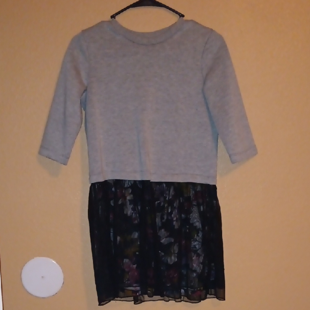 Gray and Black Floral Dress